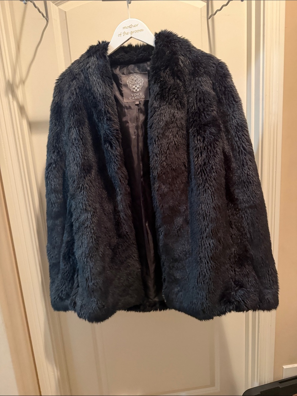 Vince Camuto Plush Faux Fur Jacket - Black